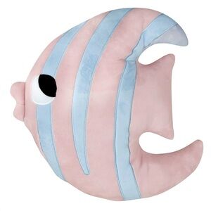Pink and Blue Fish Throw Pillow